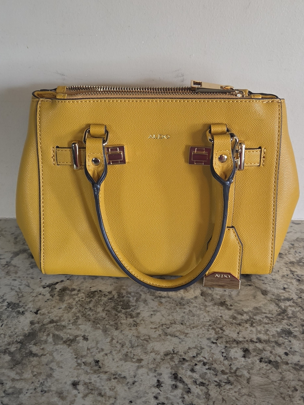 ALDO Yellow Structured Top-Handle Satchel